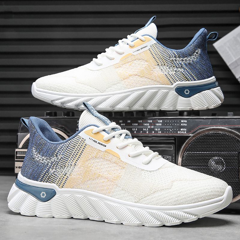 鞋男鞋休闲鞋春季新款网面透气老爹鞋时尚潮鞋nike 白黄 39(内增高)