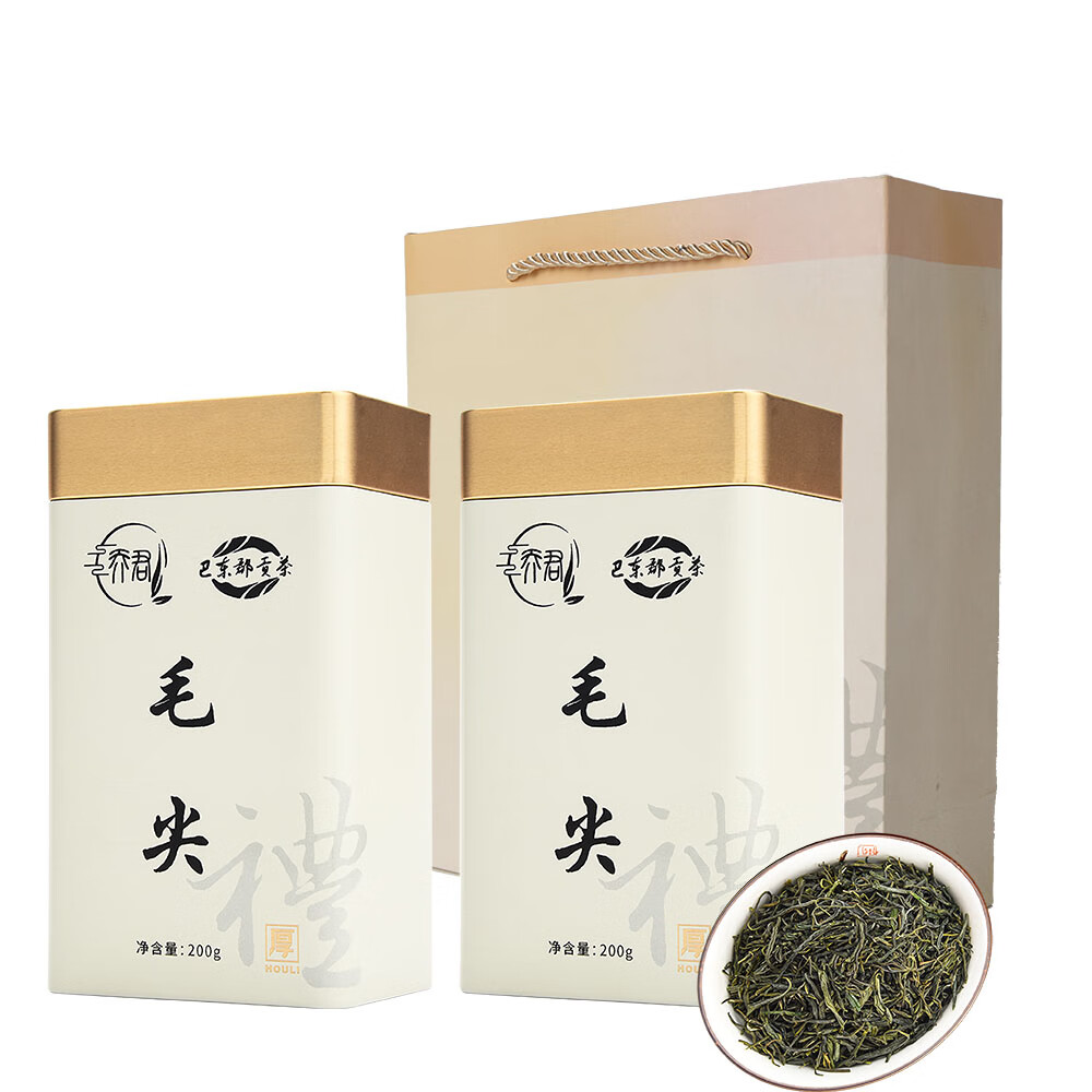 羽集茶业恩施毛尖高山绿茶恩施硒茶200g*2配礼袋礼品送礼