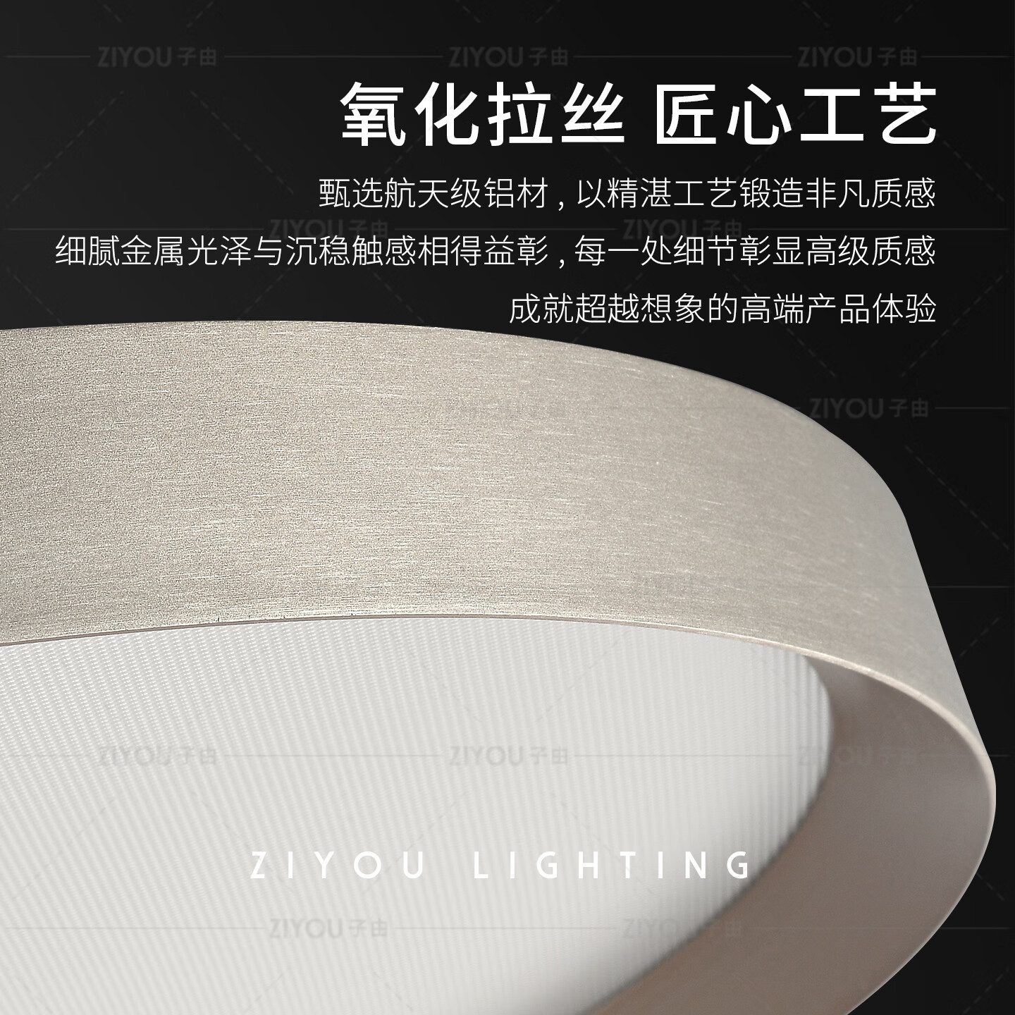 子由卧室吸顶灯 2025新款意式极简高级感圆形护眼书房主卧吸顶灯房灯 L50CM 拉丝灰(美国普瑞光源-无极调光)