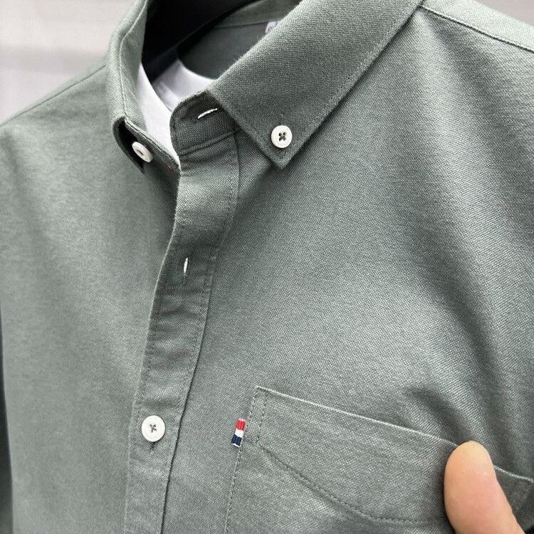 TOMMY JEANS汤米春秋衬衫男长袖T恤加厚休闲免烫男装牛津纺衬衣打底衬衫上衣 焦糖619 2XL