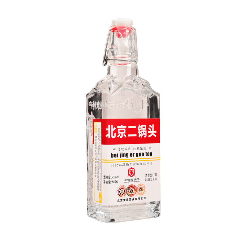 龍凤酒龙凤北京二锅头 地道北京味 粮食酿造 裸瓶 无手提袋 42度 500mL 6瓶 (整箱)