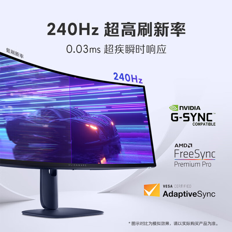 ALIENWARE AURORA外星人(Alienware) 34英寸电竞显示器 AW3425DW 240Hz 官方标配