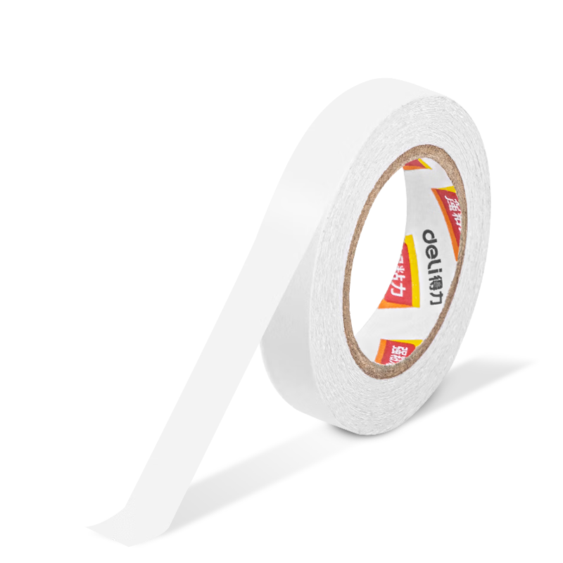 得力（deli）高粘棉纸双面胶带 12mm*10y 学生文具 开学必备学习用品 白色小卷芯单卷凑单 办公用品 30435