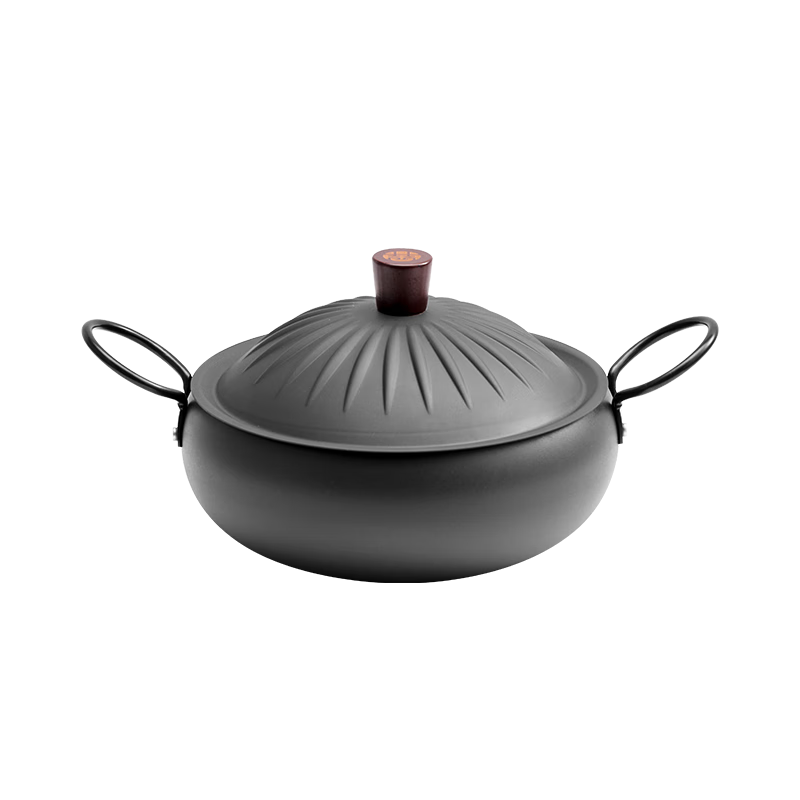 王源吉雙耳鐵鍋大肚鍋湯鍋炒鍋無涂層家用精鐵炒菜鍋燉鍋