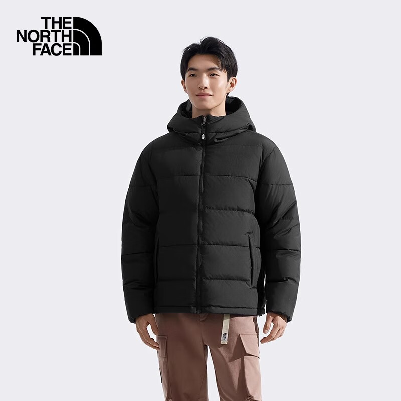 The North Face北面羽绒服男户外鹅绒防泼水保暖外套8GK1 黑色/JK3 L