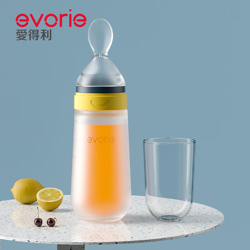 愛得利（evorie）米糊勺嬰兒輔食擠壓硅膠喂食器新款米粉奶瓶勺 硅膠輔食器