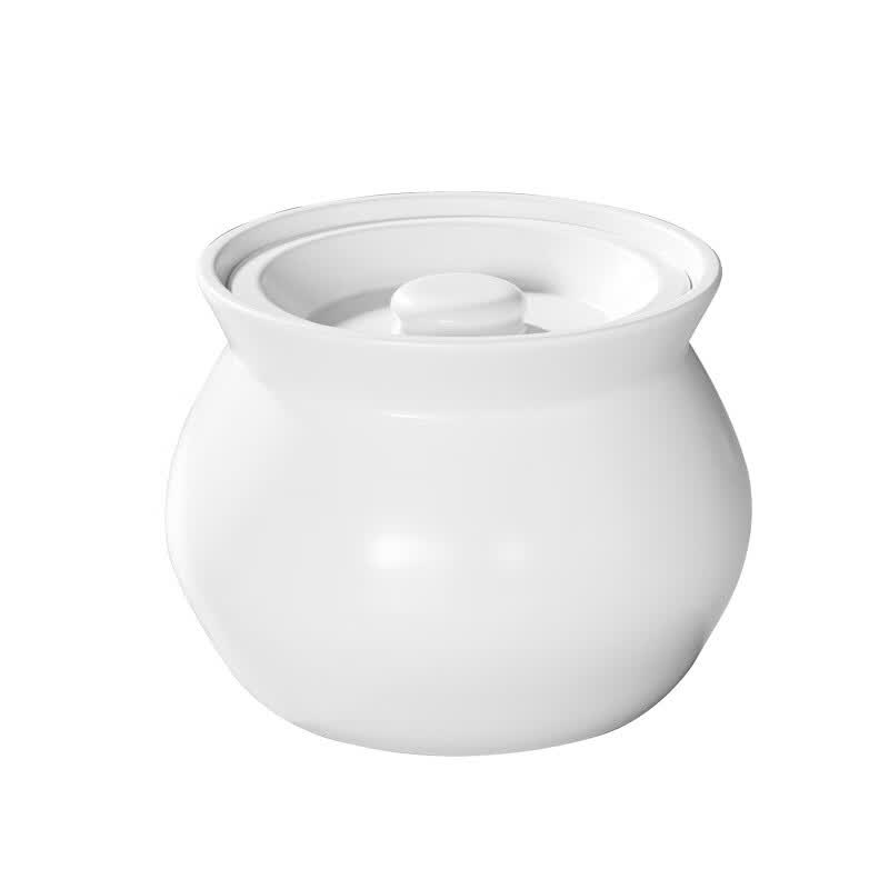 【精选】瓦罐煨汤炖盅家用商用隔水炖一人蒸蛋带盖炖罐沙县小吃陶 特厚款【】炖盅-白色（1个装） 500ml
