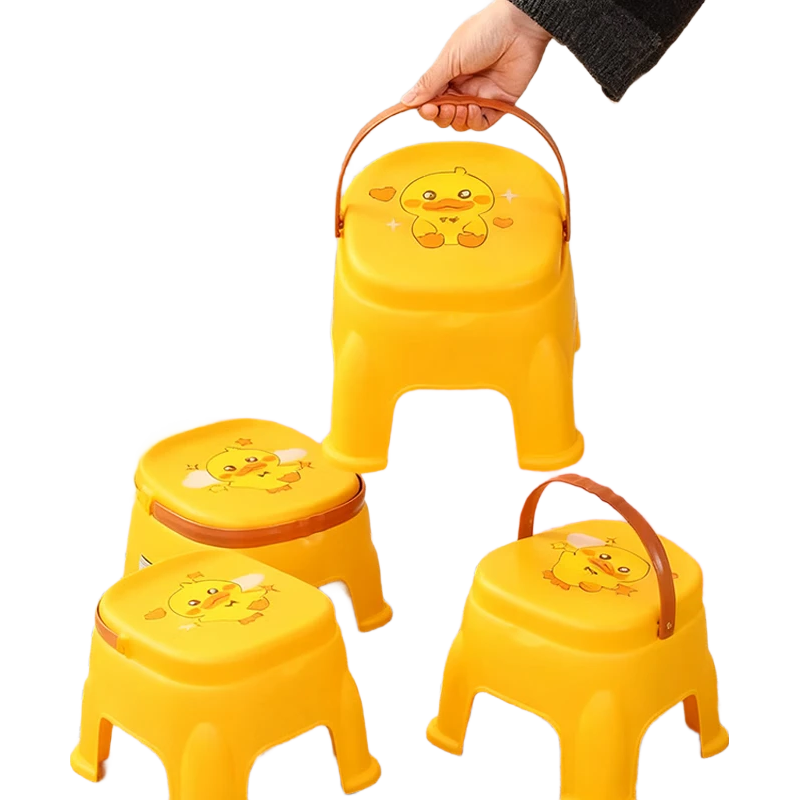 塑料卡通小凳子家用加厚洗脚小板凳儿童垫脚凳换鞋凳矮凳小椅子 鸭鸭儿童凳【1个装】
