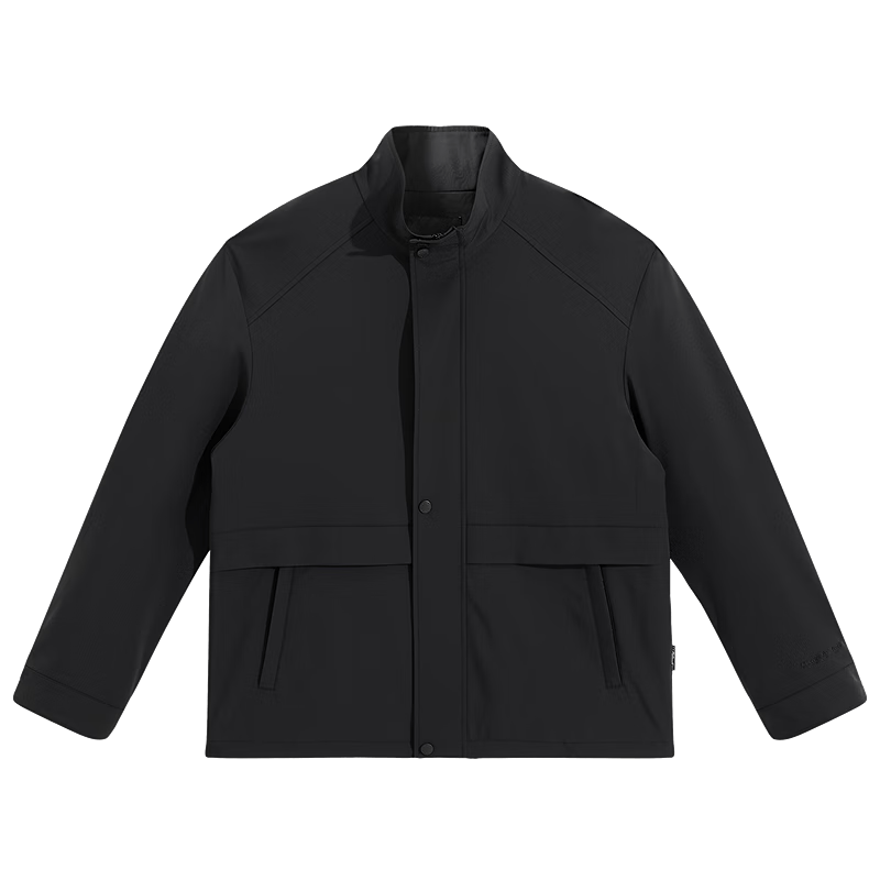 太平鸟男装夹克工装户外立领拼接宽松茄克男士外套 黑色 第一批 XL