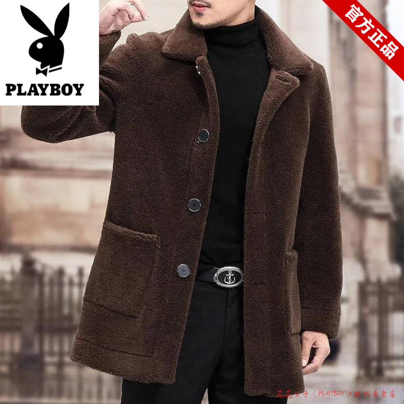 花花公子官方毛呢外套男士夹克秋冬季冲锋上衣男新款呢子翻领休闲商务 G007#咖啡色-已售482件 2XL 【151-170斤】