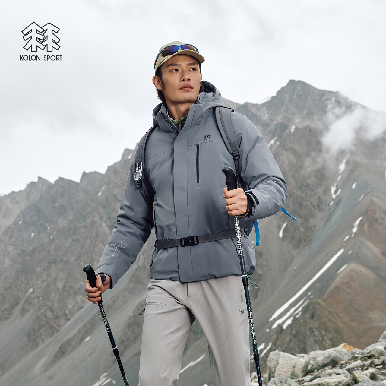 KOLON SPORT/可隆MIST轻量羽绒服 男士防水透湿户外防风轻薄鹅绒夹克 LHDJ5WNT21-LC 浅炭灰 XL 180/100A
