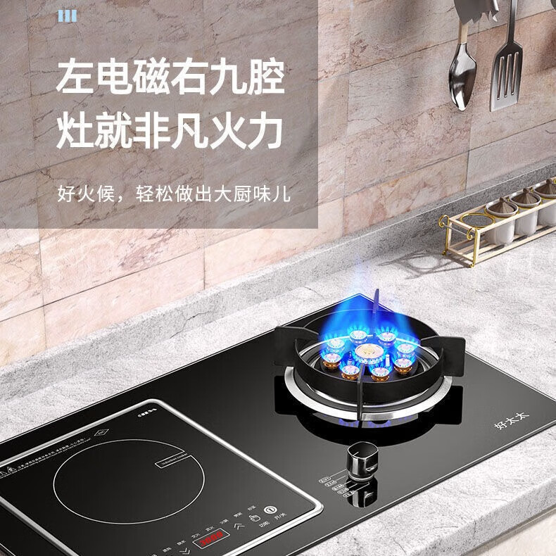 東洋（TOYO）气电两用灶一气一电两用灶电磁炉燃气灶气电灶二合一电磁炉台嵌两用 [左电右气]13腔蓝焰-3500W电磁炉 液化气