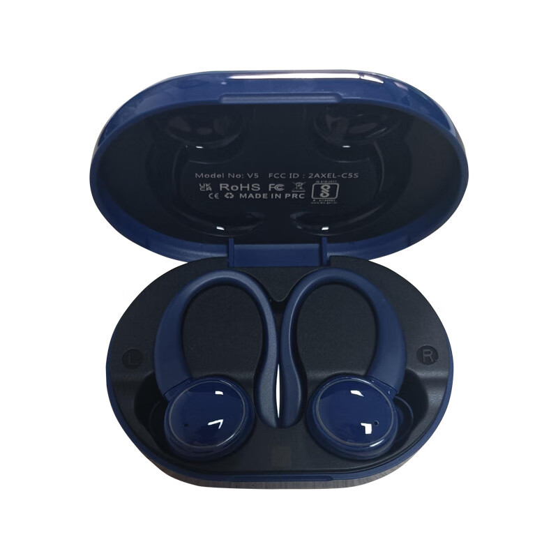 跨境跨境新款私模耳挂式跑步耳机北智能无线降噪蓝牙防水运动耳机 宝蓝色