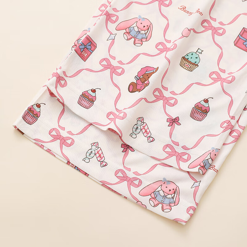 芬腾女士睡裤棉质薄款长裤女款宽松可外穿大码春秋家居裤单裤 粉色 L