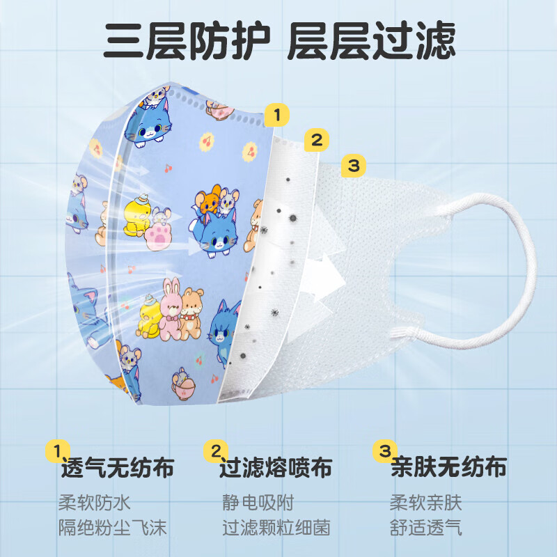 海氏海诺儿童口罩3d立体防护小孩卡通可爱儿童口罩3-6岁独立包装 【6-14岁】低阻力30只【独立装】