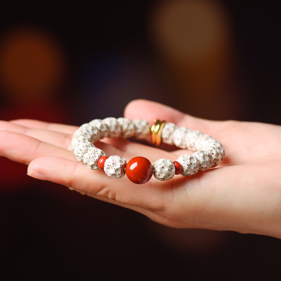 海南原生态星月菩提子手串手链男女精工雕刻凹面无相鸡油黄顺白珠 无相蛇环款