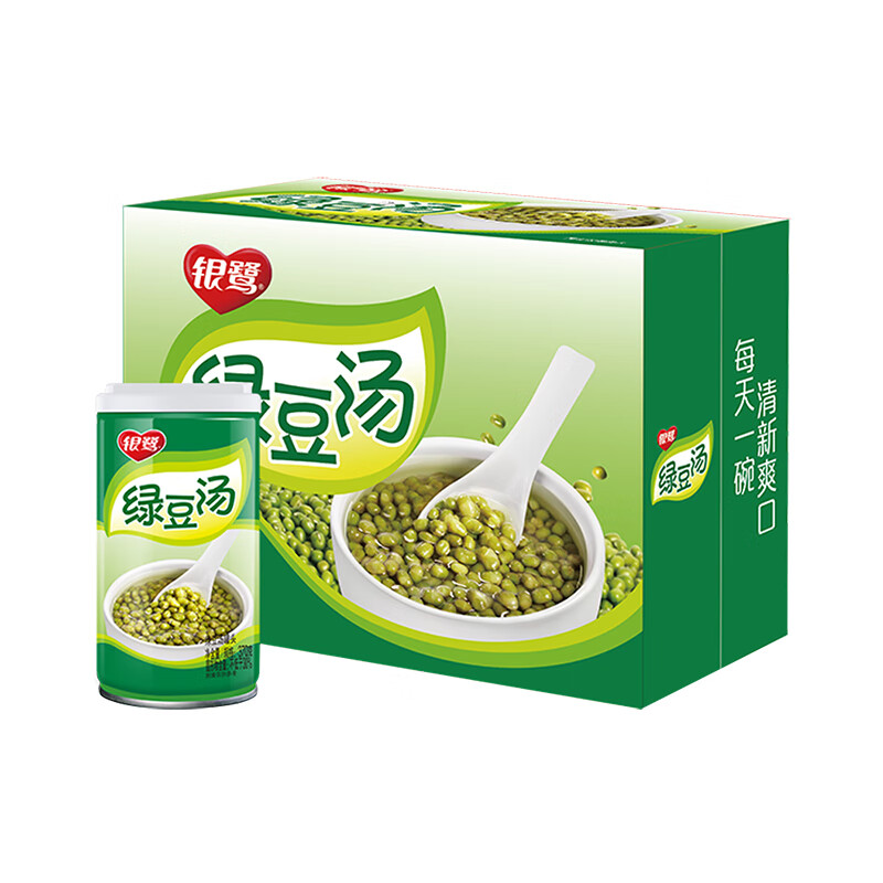 銀鷺新日期綠豆湯370g*12罐整箱降溫消暑解渴飲料速食綠豆粥罐裝 銀鷺綠豆湯370g*12罐