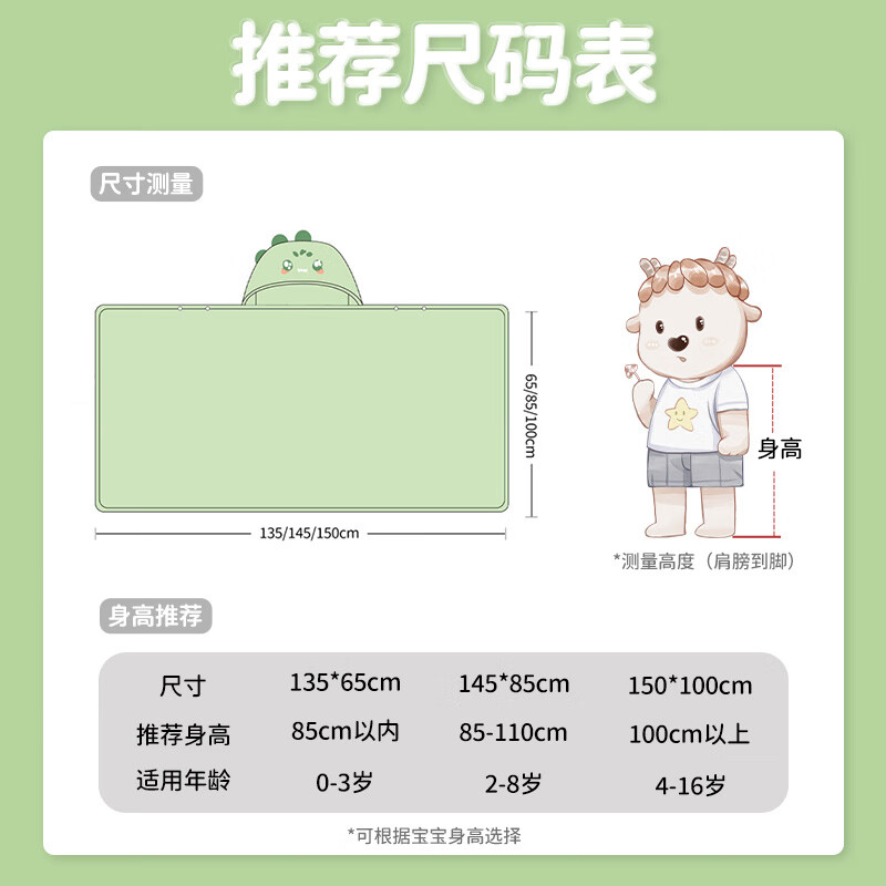 欧孕儿童浴巾斗篷浴袍可穿式布兰龙婴儿新生宝宝带帽洗澡男女四季 尺码 适合0-16岁 135cm*65cm