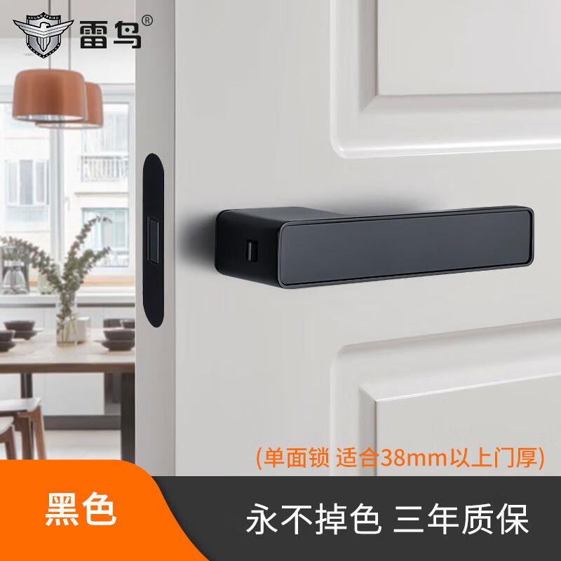 雷鳥(niǎo)單面隱形門(mén)鎖室內臥室暗門(mén)單邊白門(mén)鎖隱藏式門(mén)把手可上提反鎖 A款黑色隱形門(mén)鎖F310黑色 38-55mm