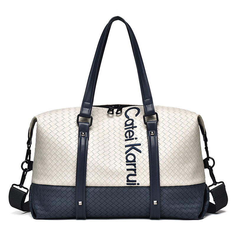 DRYWORLD新款男士旅行包手提出差短途轻奢时尚潮女神节行李袋加厚 米白色