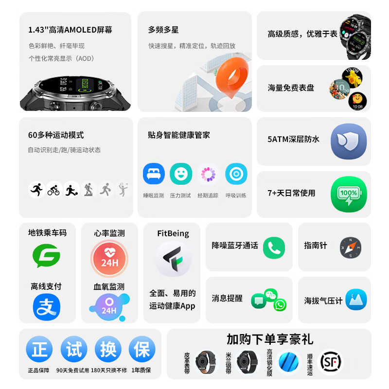 莱思帝智能运动手表跑步心率监测血压血氧睡眠防水防汗长续航蓝牙接打电话听歌消息提示离线支付watch GPS定位版黑色 海拔气压计