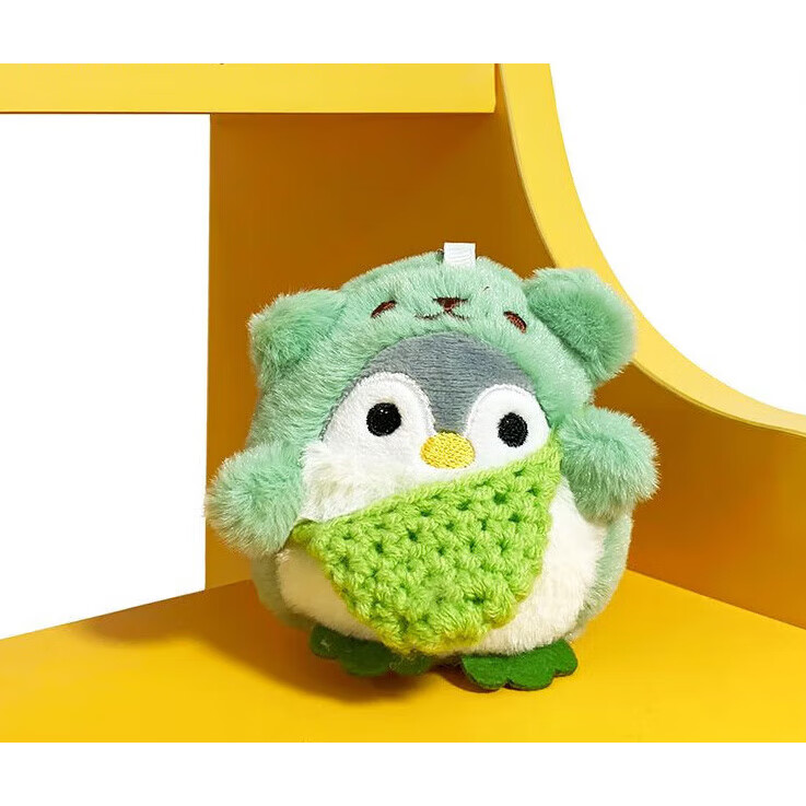 迪士尼(Disney)可爱毛绒小企鹅玩偶背书包包羽毛球挂件公仔挂饰情侣钥匙扣感 【材质升级/更柔和】玩偶绿企鹅+羽毛球+挂绳 无规格