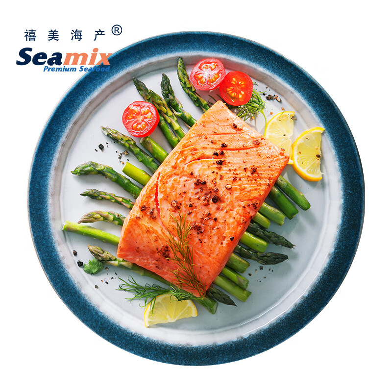 禧美海产【内赠海盐料包】挪威三文鱼块600g 4-5块装 带皮去刺 大西洋鲑