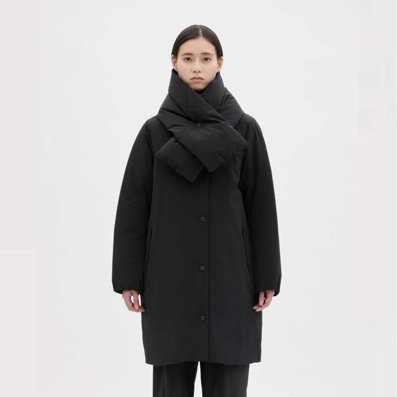 迪桑特(DESCENTE)女士羽绒服MIZUSAWA 水泽INVISIBLE系列立领大衣简约保暖冬季新款 黑色 S