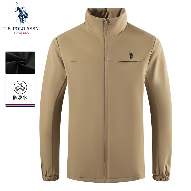 U.S. POLO ASSN.外套男士夹克秋冬商务休闲棉衣防风保暖羽绒棉服户外运动上衣 卡其色 XL