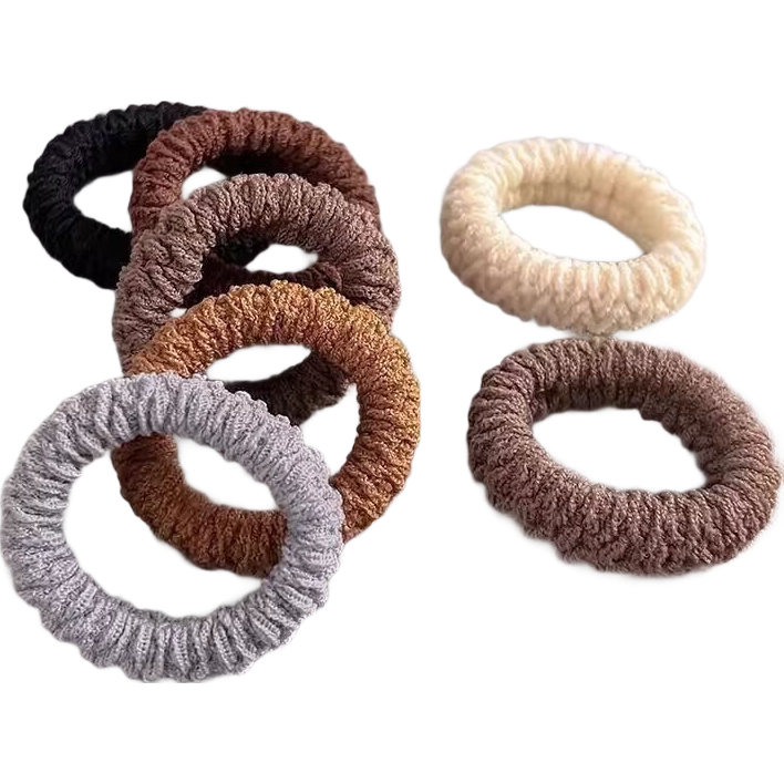 新款加厚加粗发饰加宽扎头发橡皮筋发圈头绳高马尾高弹力耐用发绳 针织发圈-黑色 1包【共6条】OPP袋装