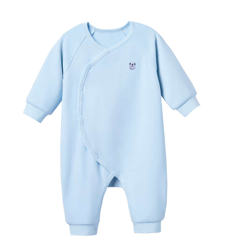 全棉时代婴儿衣服连体衣春秋装风柔棉暖绒宝宝冬季打底衣 微光蓝73码