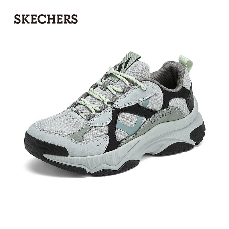 斯凯奇（Skechers）女鞋城市户外风绑带时尚运动鞋177600 黑色/绿色/BKGR 37
