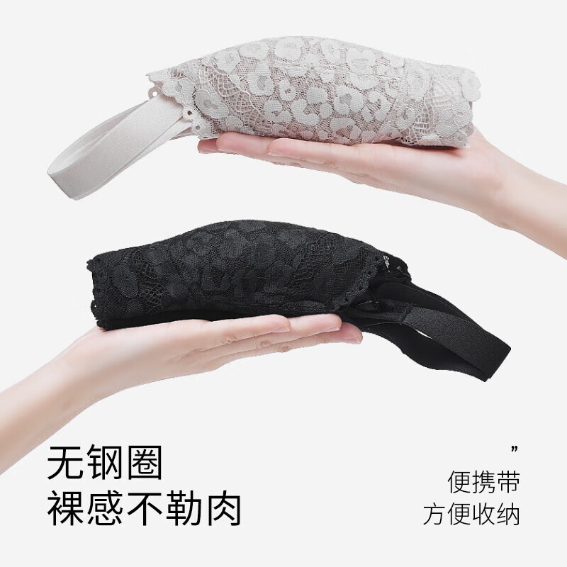 千奈美断码清仓收副乳蕾丝内衣女大胸显小无钢圈防下垂文胸 黑色 75B 34B