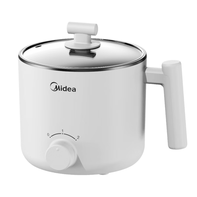 美的（Midea）电煮锅 家用多功能小煮锅 宿舍学生锅智能电锅小功率电热锅火锅泡面锅 蒸煮一体不粘锅 1.7L 【不粘内胆】XZE1612