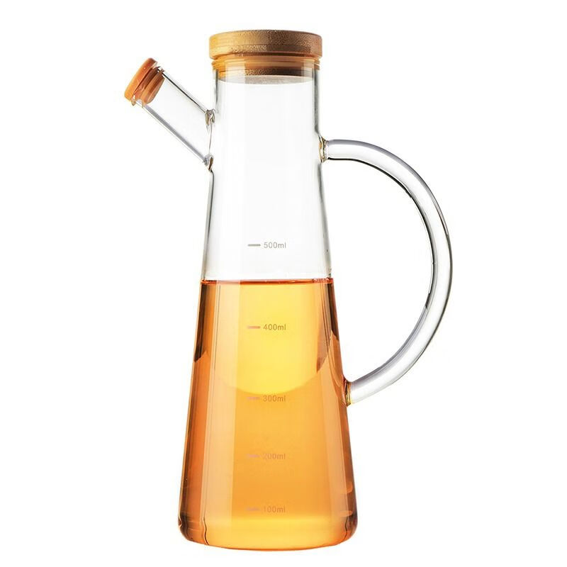 大容量刻度玻璃油醋瓶家用防漏带把手调味瓶 油壶