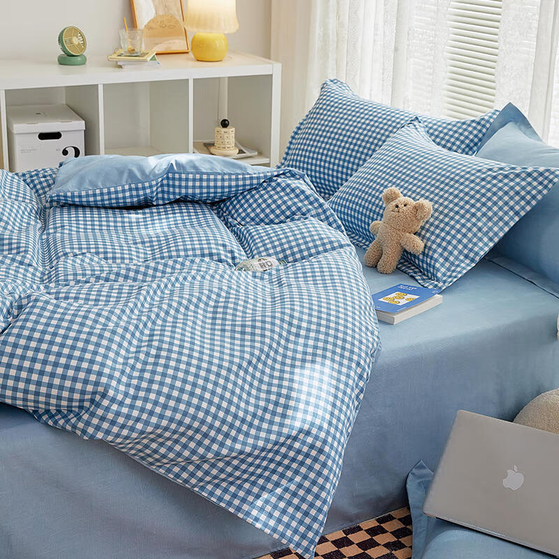 羽匠春季小清新印花四件套学生宿舍套件家用床单柔软四件套ins 优格兰 床单款 (被套150*200cm)三件套