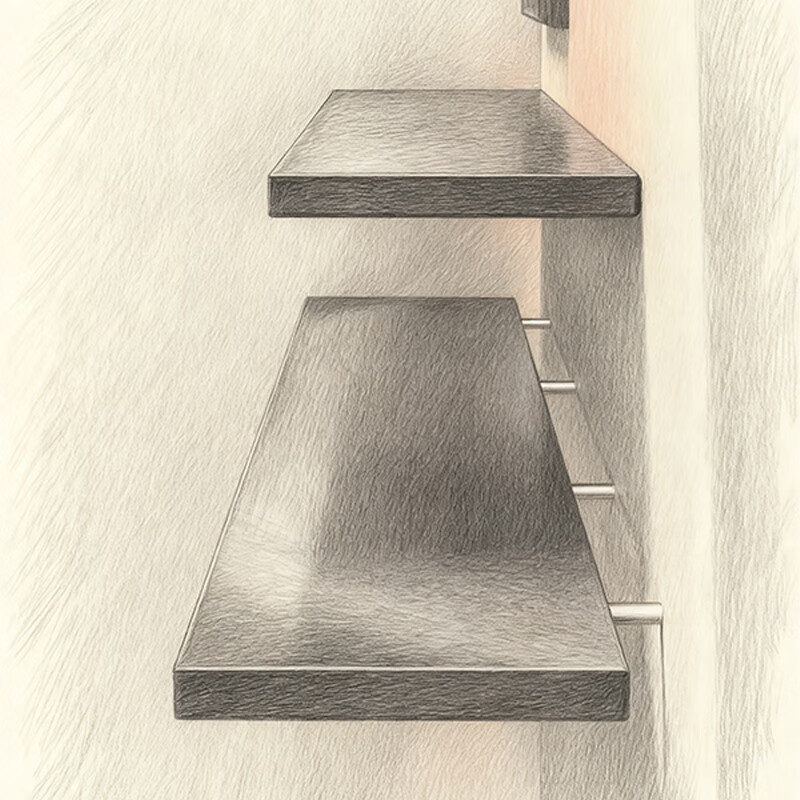 尔思家墙上置物架一体靠墙隐藏式隔板摆件展示隐形层板挂墙打孔悬浮书架 胡桃色80*30