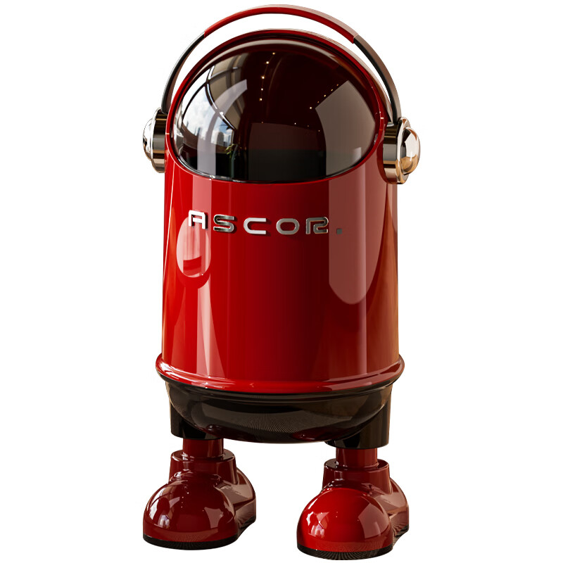 艾仕可（ASCOR）太空人垃圾桶客厅家用2025新款高档带盖厨房卧室卫生间高颜值创意 电镀款-复古红丨小号-13L