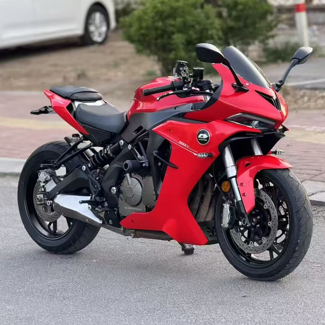 新款钱江qj赛600四缸水冷跑车电喷赛350赛450cc重机车趴赛摩托车 红色