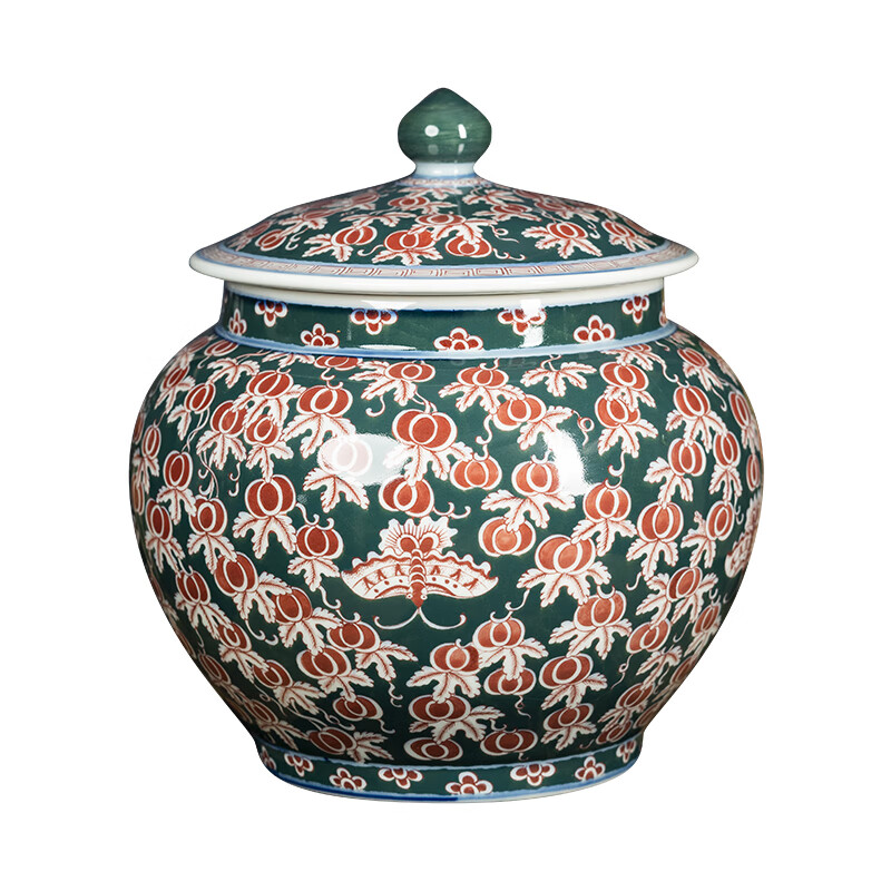 厚古薄今景德镇陶瓷器高端粉彩仿古将军罐密封茶饼茶叶罐带盖储物罐送