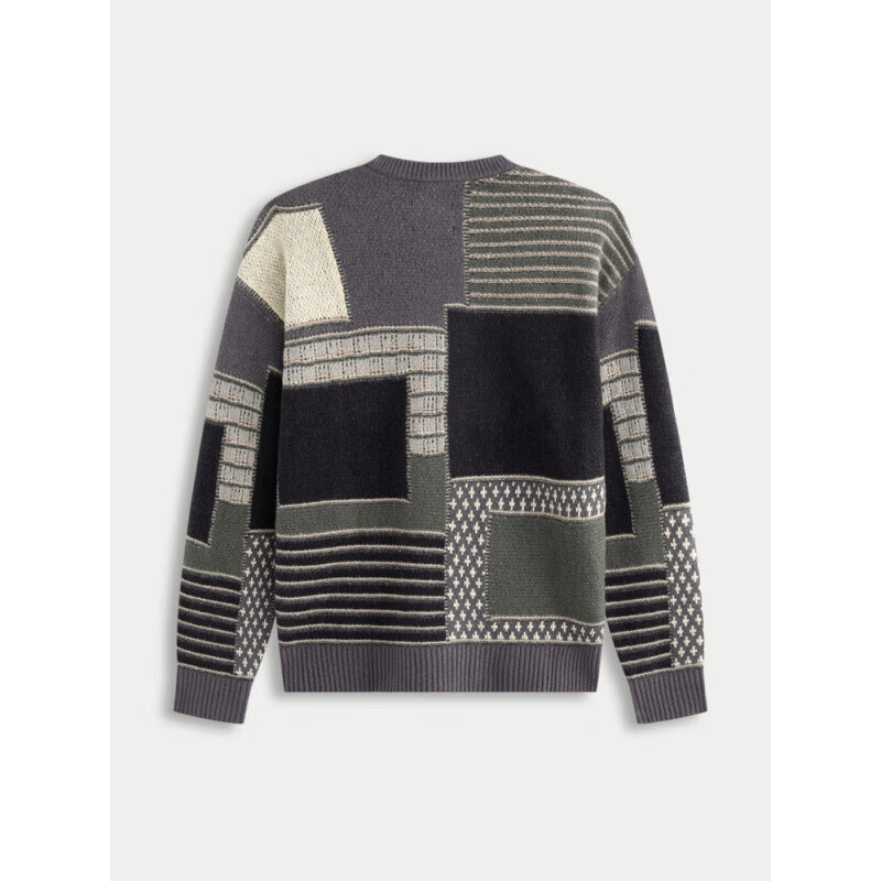 Abercrombie &amp; Fitch男装25秋冬新款经典大麋鹿宽松圆领套头毛衣针织衫KI120-5181 黑灰图案 XS _(170_84A)