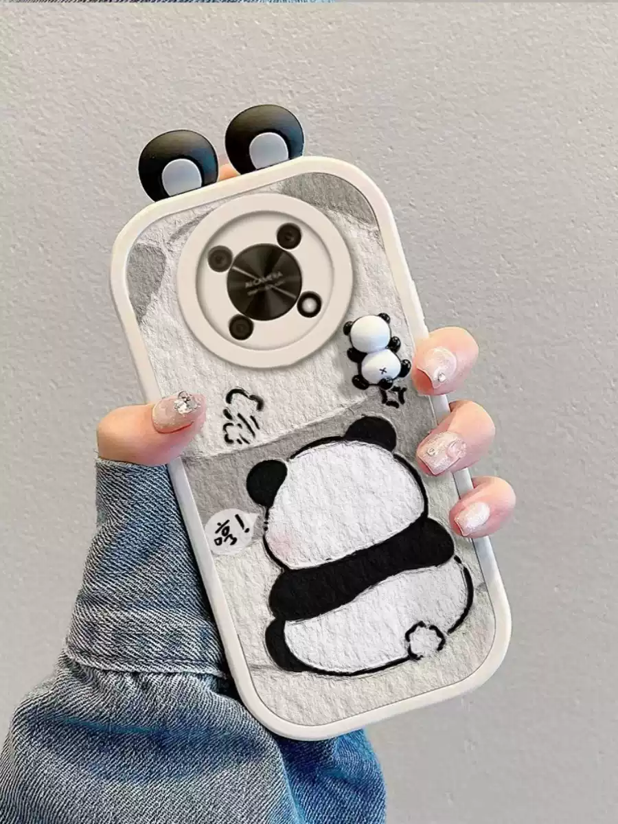 中掌柜适用于华为智选nzone50pro手机壳NZONE50Pro保护套SP210女新款nozne50pro全包防摔HUAWEI小羊皮立 TP259立体背影熊猫+黑白耳朵+黑 华为智选NZONE50Pro