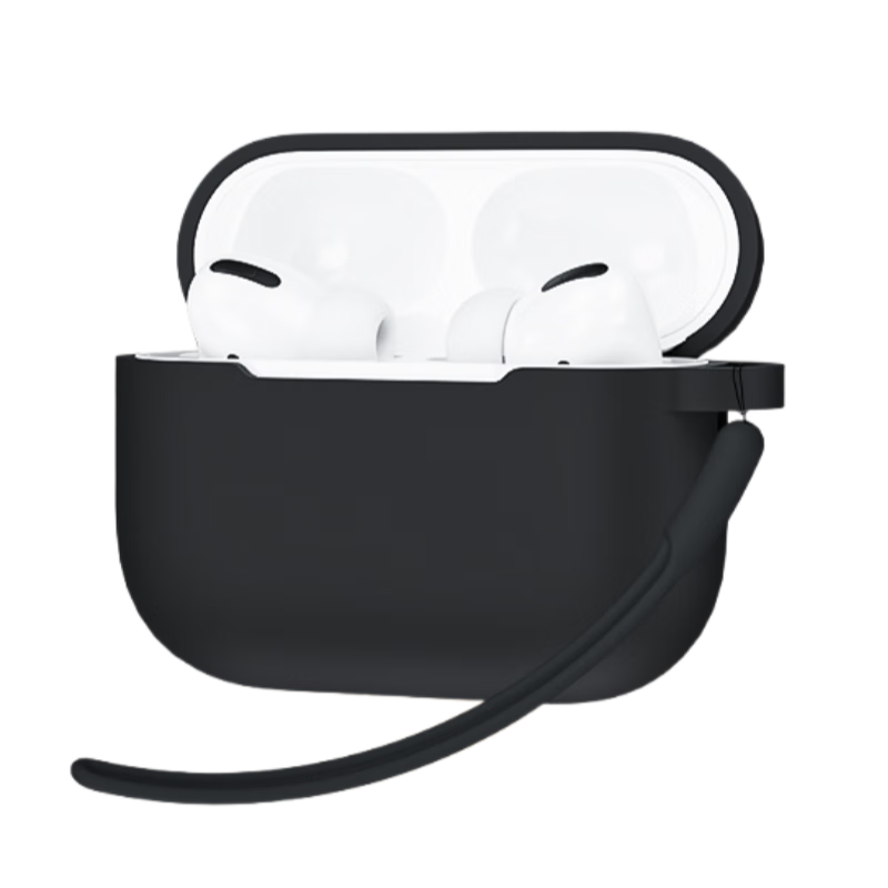 ESCASE適用airpods pro3保護(hù)套蘋果Pro三代硅膠耳機(jī)殼2025款防摔防塵防污無線藍(lán)牙耳機(jī)男女耐磨黑色+掛繩