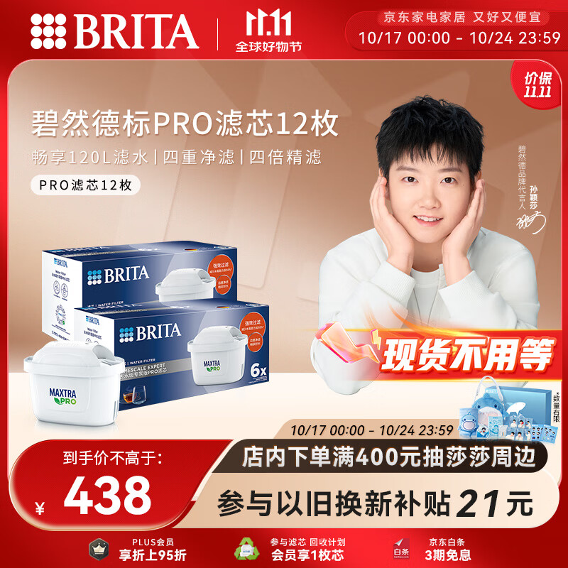 碧然德（BRITA）家用净水壶 滤水壶滤芯 MAXTRA Pro WLE 去水垢专家版PRO滤芯12只装【含附件】