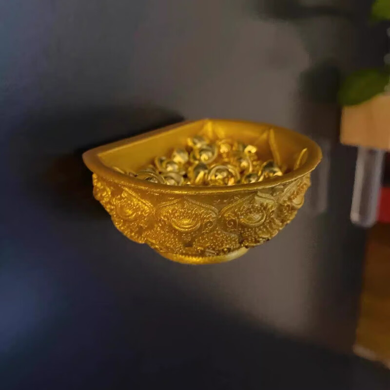 霖䄸衍金饭碗冰箱贴 金饭碗冰箱贴陕西历史博物馆文创唐鸳鸯莲瓣纹磁吸 金饭碗冰箱贴【礼盒装】