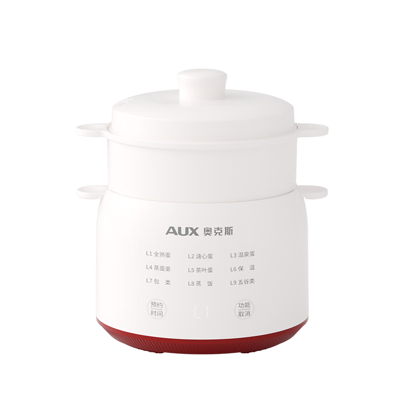 奥克斯（AUX）煮蛋器 蒸蛋器 电蒸锅蒸早餐神器多功能全自动迷你小型2-3人用早餐机 单双层鸡蛋羹一体机一人用 双层 预约/定时款【可蒸可煮】