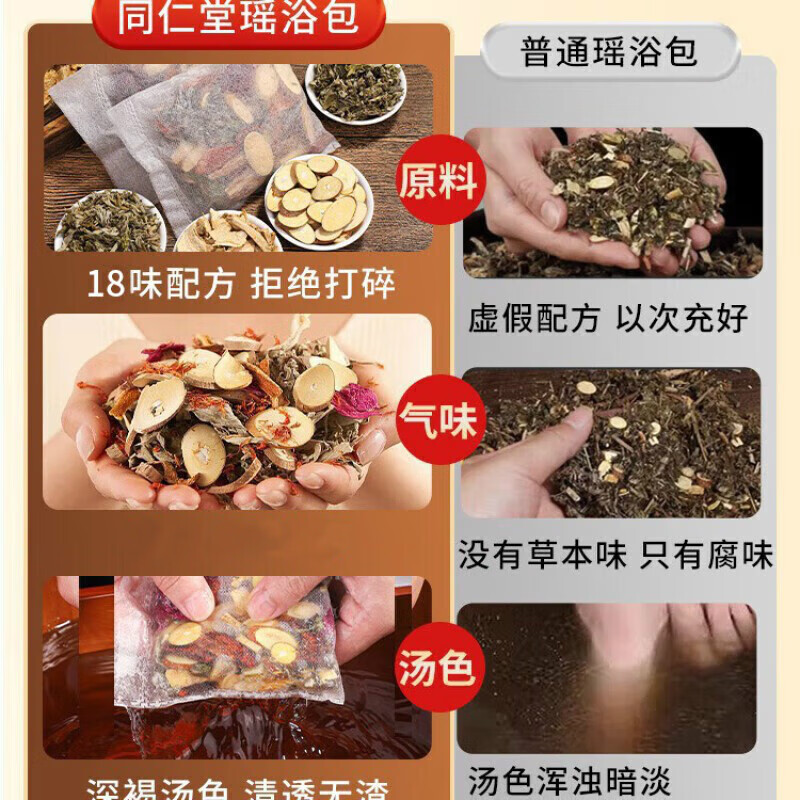同仁堂瑶族瑶浴泡澡泡脚药包熏蒸汗蒸药浴包除瑶浴包可搭去中药包 二袋【古方瑶浴】【50g*20包】【JD快递发货】