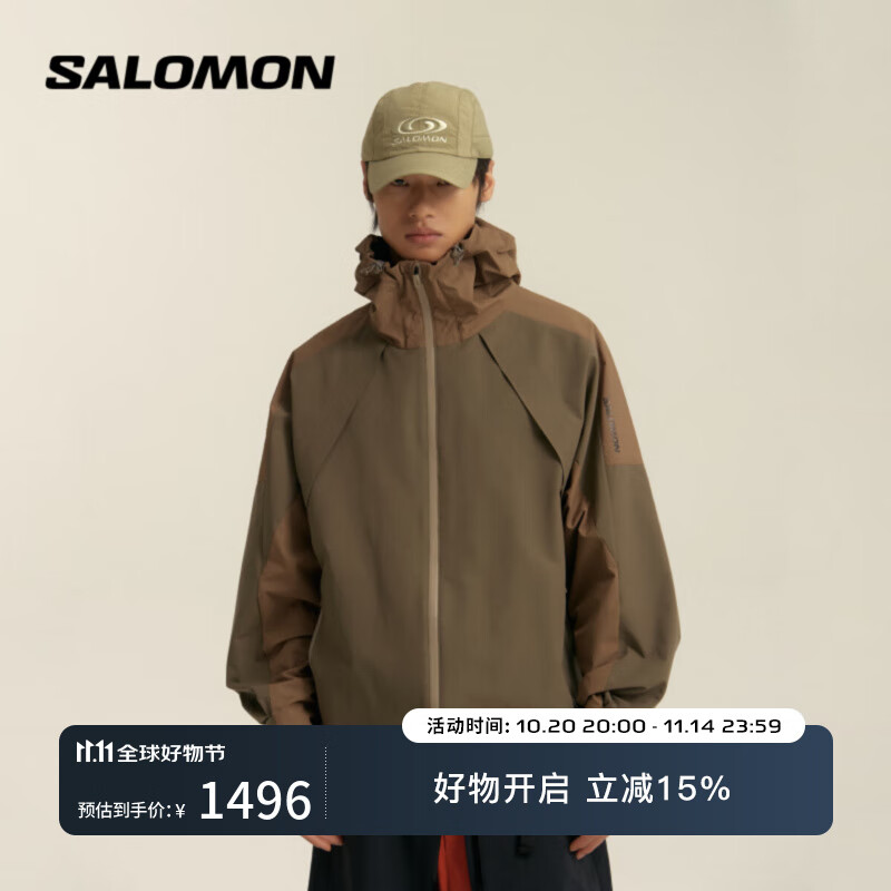 萨洛蒙（Salomon）男款 户外运动潮流休闲服防水透气夹克外套SLATE GORETEX WSP JKT 驼色 C28025 S