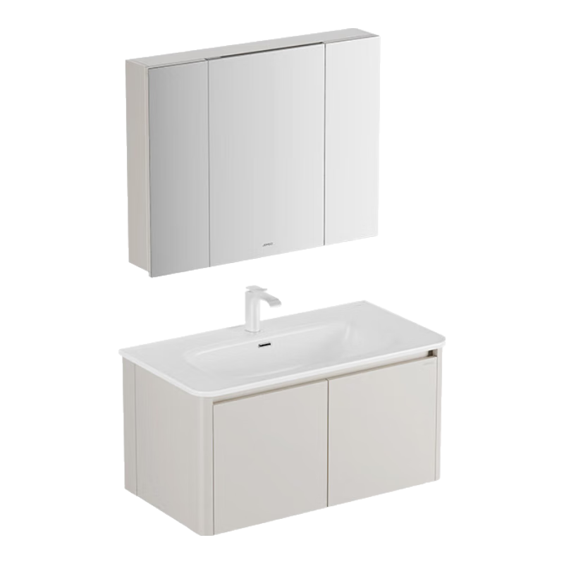 九牧（JOMOO）铝合金浴室柜陶瓷一体盆洗脸盆柜组合白100cm A2736-76AT-3