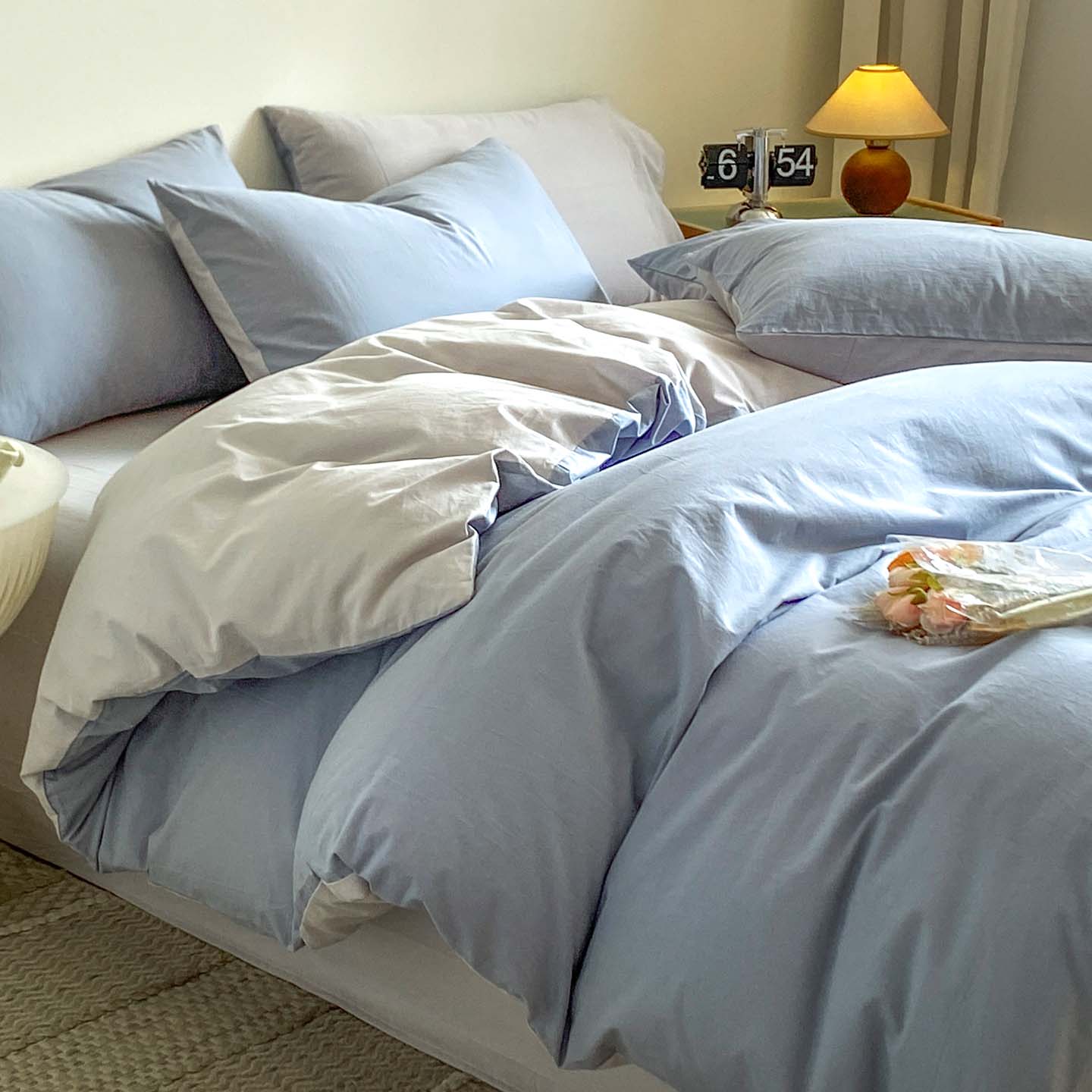 猫人（MiiOW）简约全棉床上四件套纯棉2025新款宿舍床单被罩三件套床品四季通用 湖蓝【100%精梳全棉面料 适合裸睡】 床笠款 1.8m床四件套-适合200x230cm被子